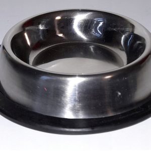 Miska z gumą dla psa kota 0,2l metalowa nierdzewna - 1 zdjęcie