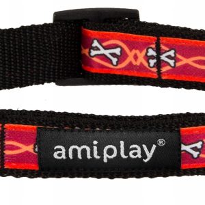 Mocna obroża Zaciskowa Kości Bordo L-XL 34-55/2,5 - 1 zdjęcie