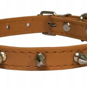 Obroża dla psa regulowana ćwieki 29-37cm S Brązowa - 1 zdjęcie