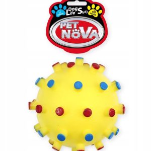 Pet Nova Dental Piłka jeż z wypustkami 12cm żółta - 1 zdjęcie
