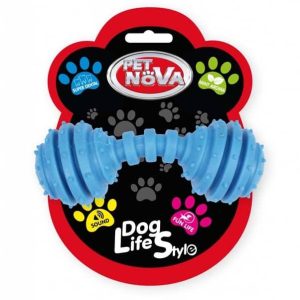 PET NOVA Pet Nova Hantel dentystyczny DumbBell z miętą niebieski 12cm PPTN016 - 1 zdjęcie