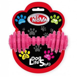 PET NOVA Pet Nova Hantel dentystyczny DumbBell z miętą różowy 12cm PPTN017 - 1 zdjęcie