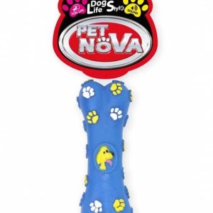PET NOVA Pet Nova Kość gumowa Bone z dźwiękiem niebieska w żółte łapki 15cm PPTN039 - 1 zdjęcie