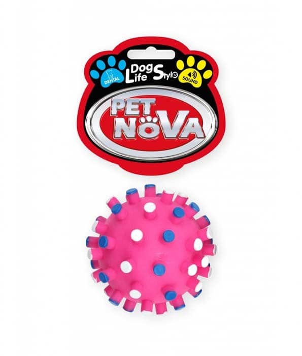 PET NOVA Pet Nova Piłka jeżowa DentBall z dźwiękiem różowa [rozmiar S] 7cm PPTN044 - 1 zdjęcie