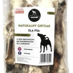PINSCHER Naturalny gryzak dla psa - USZY KRÓLIKA 250g - 1 zdjęcie