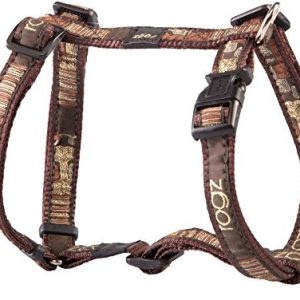 Rogz Mokka Bone, nylon we wzorki regulowana uprząż dla psa, m, brązowy - 1 zdjęcie