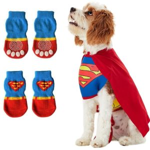 Skarpetki antypoślizgowe dla Psa Superman 4 szt S - 1 zdjęcie