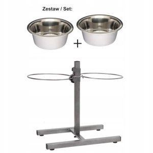 Stojak Regulowany Z Miskami 1,8 L Metaliczny - 1 zdjęcie