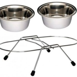 Stojak z dwoma miskami metalowymi dla psa 2,8 l 058F-75519 - 1 zdjęcie