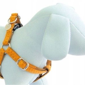 Szelki dla psa beżowe z ekoskóry 1cm x 25 - 40cm - 1 zdjęcie