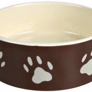 Trixie Miska ceramiczna brązowa w beżowe łapki 1,4L/20cm [TX-24533] - 1 zdjęcie