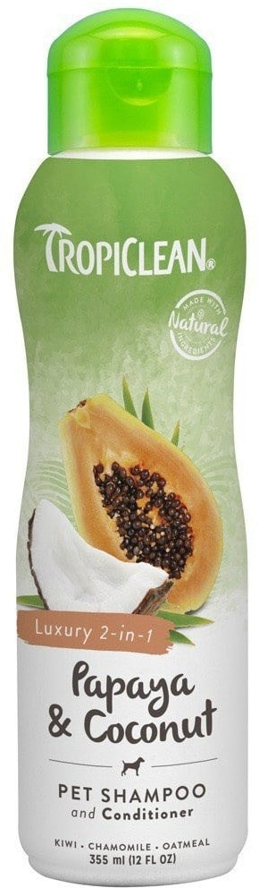 Tropiclean Tropiclean Papaya & Coconut 2w1 355ml - owocowy szampon i odżywka w jednym - 1 zdjęcie