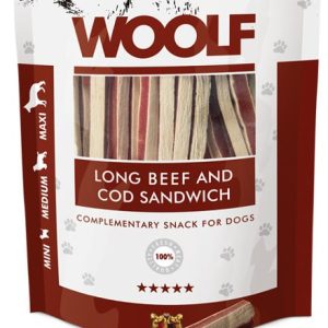 Woolf Woolf Przysmak Long Beef and Cod Sandwich dla psa op 100g - 1 zdjęcie