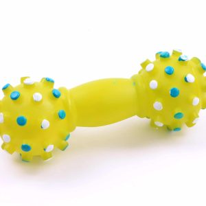 Zabawka psa Hantel Kolec Guma Piszczy Żółty 16cm - 1 zdjęcie