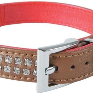 Zolux Obroża skórzana z cyrkoniami 2 rzędy VICTORIA 30 cm kol. brązowy Dostawa GRATIS od 99 zł + super okazje - 1 zdjęcie