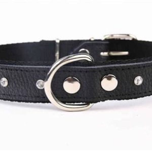Zooleszcz Obroża skórzana kryształ 22 mm 55 cm czarna - 1 zdjęcie