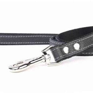 Zooleszcz Smycz skórzana 25 mm 120 cm czarna - 1 zdjęcie