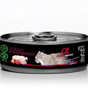 Alpha Spirit 85g Indyk z malinami Alpha Spirit mokra kot ( TURKEY WITH RASPBERRIES ) - 1 zdjęcie