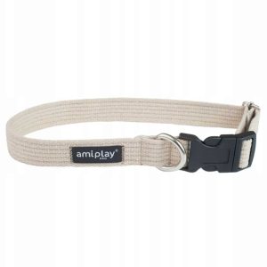 Ami Play Obroża Bawełna M 35-50/2cm Beżowa - 1 zdjęcie