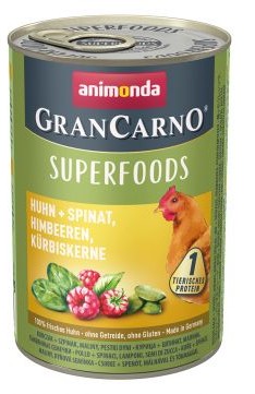Animonda GranCarno Superfoods Kurczak, Szpinak, Maliny, Pestki Dyni 400 g - 1 zdjęcie