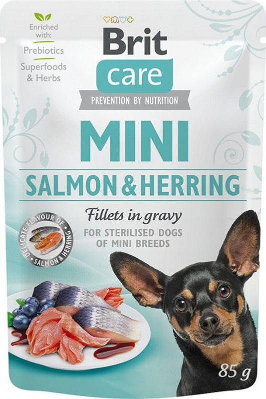 Brit Care Pies Care MINI Sterilised Salmon&Herring Karma z łososiem i śledziem dla psa 85g - 2 zdjęcie