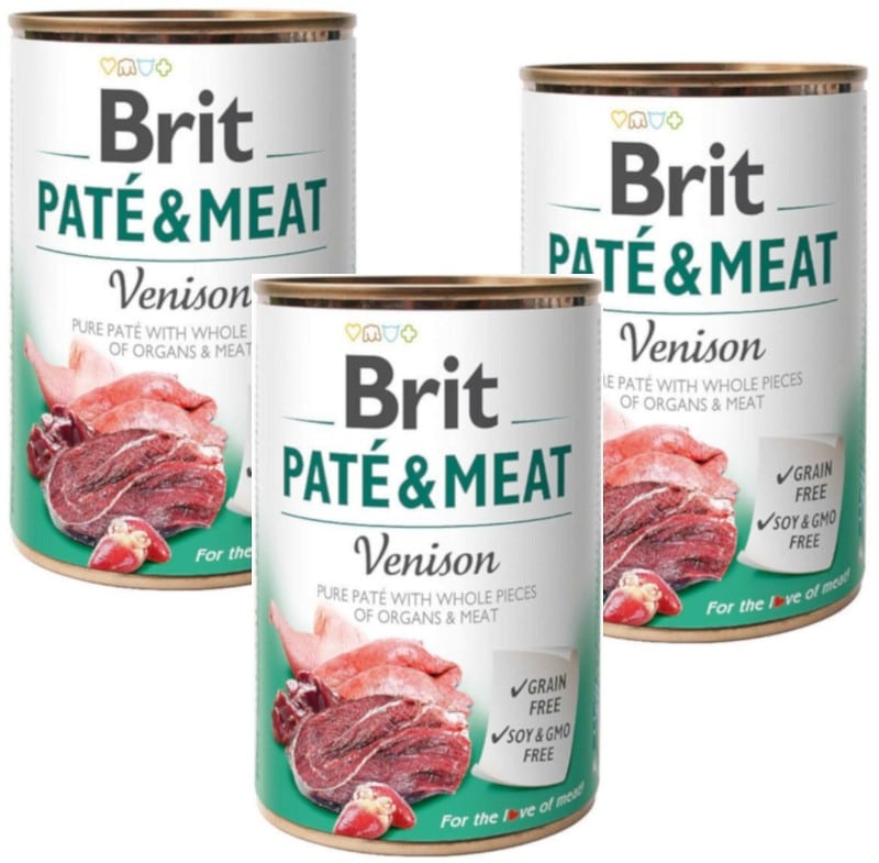 Brit Pate&Meat Venison Karma z dziczyzną dla psa 6x800g PAKIET - 1 zdjęcie