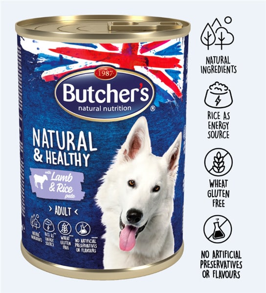 Butchers Natural&Healthy Dog Jagnięcina z ryżem pasztet 390 g - 1 zdjęcie