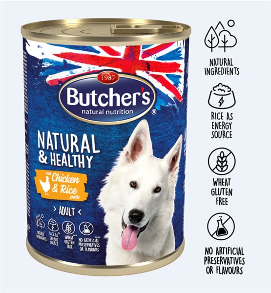Butchers Natural&Healthy Dog Kurczak z ryżem pasztet 390 g - 2 zdjęcie