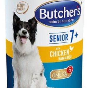 Butchers Senior z kurczakiem szynką i ryżem puszka 4 x 390g  + 390g ! - 1 zdjęcie