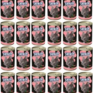 Cat&co [Zestaw] Cat&Co kawałki z łososiem 400g x 24 - 1 zdjęcie