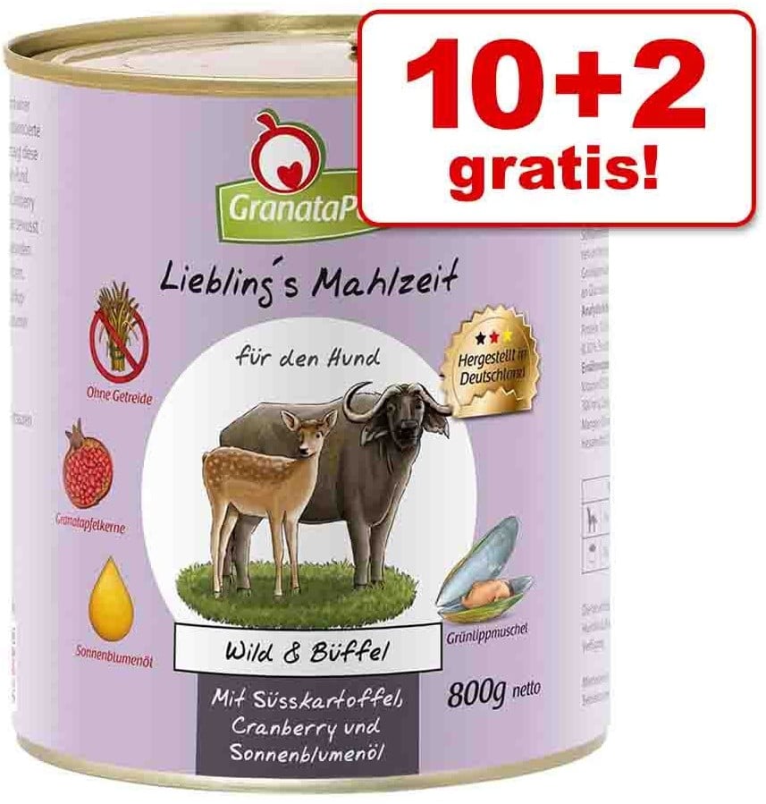 Granata Pet 10 + 2 Lieblings Mahlzeit 12 X 800 G Wołowina & Bażant Z Ziemniakami Szpinakiem I Olejem Ostowym - 1 zdjęcie