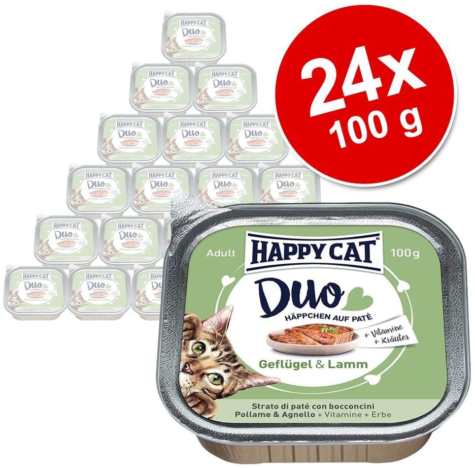 HAPPY CAT Supreme Megapakiet Duo Pyszności w miseczce 24 x 100 g Drób i wołowina - 1 zdjęcie