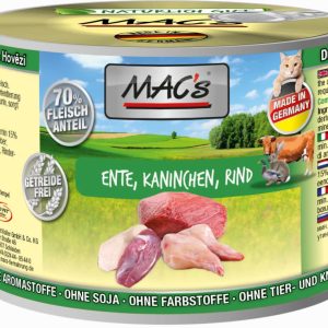 Mac´S Adult Kaczka z królikiem i wołowiną Mokra Karma dla kota op 200g - 1 zdjęcie