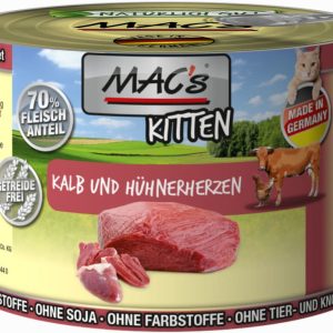 Mac´S Kitten Cielęcina z kurzymi sercami Mokra Karma dla kociąt op 200g - 1 zdjęcie