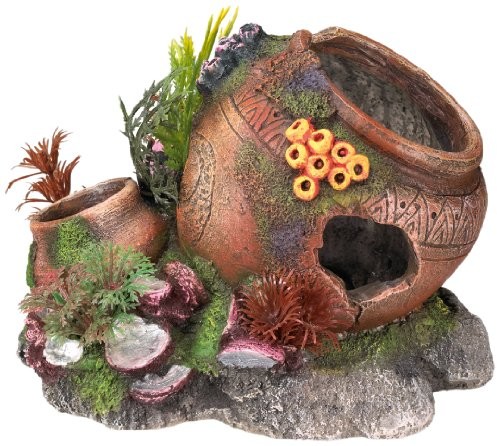 Nobby Kufel do akwarium dekoracja Aqua ozdoby "z muszli" z roślin; l17,5 X b13,2 CM X H13 - 1 zdjęcie