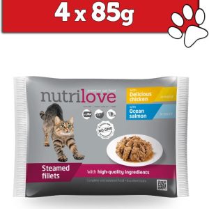 NUTRILOVE Nutrilove w sosie kurczak i łosoś 4x85g KNTL011 - 1 zdjęcie