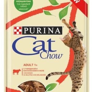 Purina CAT CHOW CAT CHOW ADULT Z WOŁOWINĄ I BAKŁAŻANEM W GALARECIE 85G PCCAWB - 1 zdjęcie