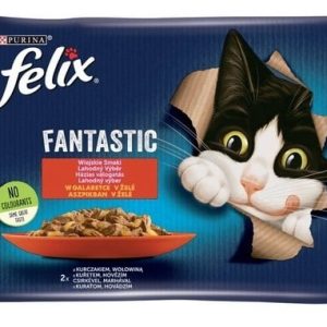 Purina Felix Fantastic Fantastic Wybór Mięs (wołowina+kurczak) w galaretce saszetka 4x85g - 1 zdjęcie