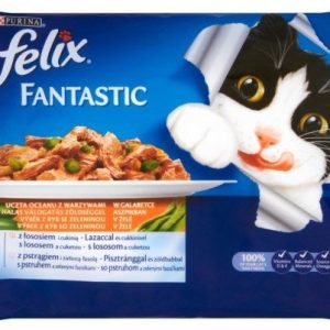 Purina Felix Fantastic karma dla kota 2x z łososiem, 2x z pstrągiem w galaretce 4x100g - 1 zdjęcie