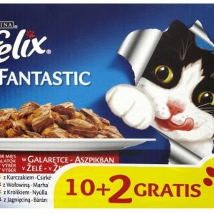 Purina Felix Fantastic karma dla kota 3x z kurczakiem, 3x z wołowiną, 3x z królikiem, 3x z jagnięciną w galaretce 12x100g - 1 zdjęcie
