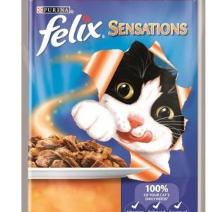Purina Felix Sensations Kaczka w galaretce ze Szpinakiem Saszetka 100g 9526 - 1 zdjęcie