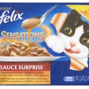 Purina Felix Sensations karma dla kota 2x z indykiem, 2x z jagnięciną w sosie 4x100g - 1 zdjęcie