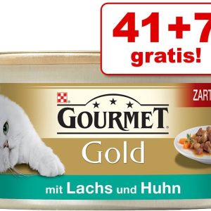 Purina Gourmet 41 + 7 gratis! Gold Kawałki w Sosie/Mix kawałków w sosie 48 x 85g Kawałki w Sosie cielęcina z warzywami - 1 zdjęcie