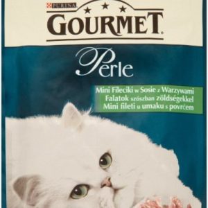 Purina Gourmet Perle mini fileciki mokra karma dla kota z pstrągiem i ze szpinakiem 85g - 1 zdjęcie