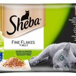 Sheba Delicacy Fine Flakes Mix Galaretka saszetki 4x85g - 1 zdjęcie