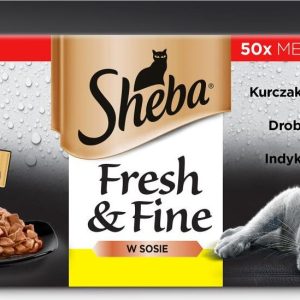 Sheba Fresh&Fine Mix Smaków Drobiowych Karma w sosie dla kota 50x50g - 1 zdjęcie