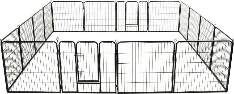 vidaXL VidaXL Kojec dla psów 16 paneli stalowy 80 x 80 cm czarny 275491 - 1 zdjęcie