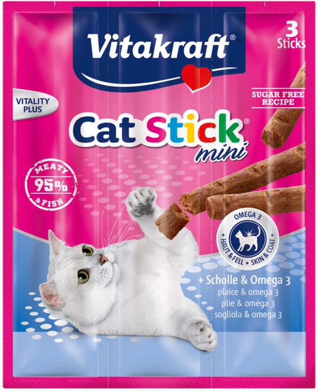 Vitakraft Cat Stick Mini kabanosy dla kota flądra z omega-3 3szt - 1 zdjęcie
