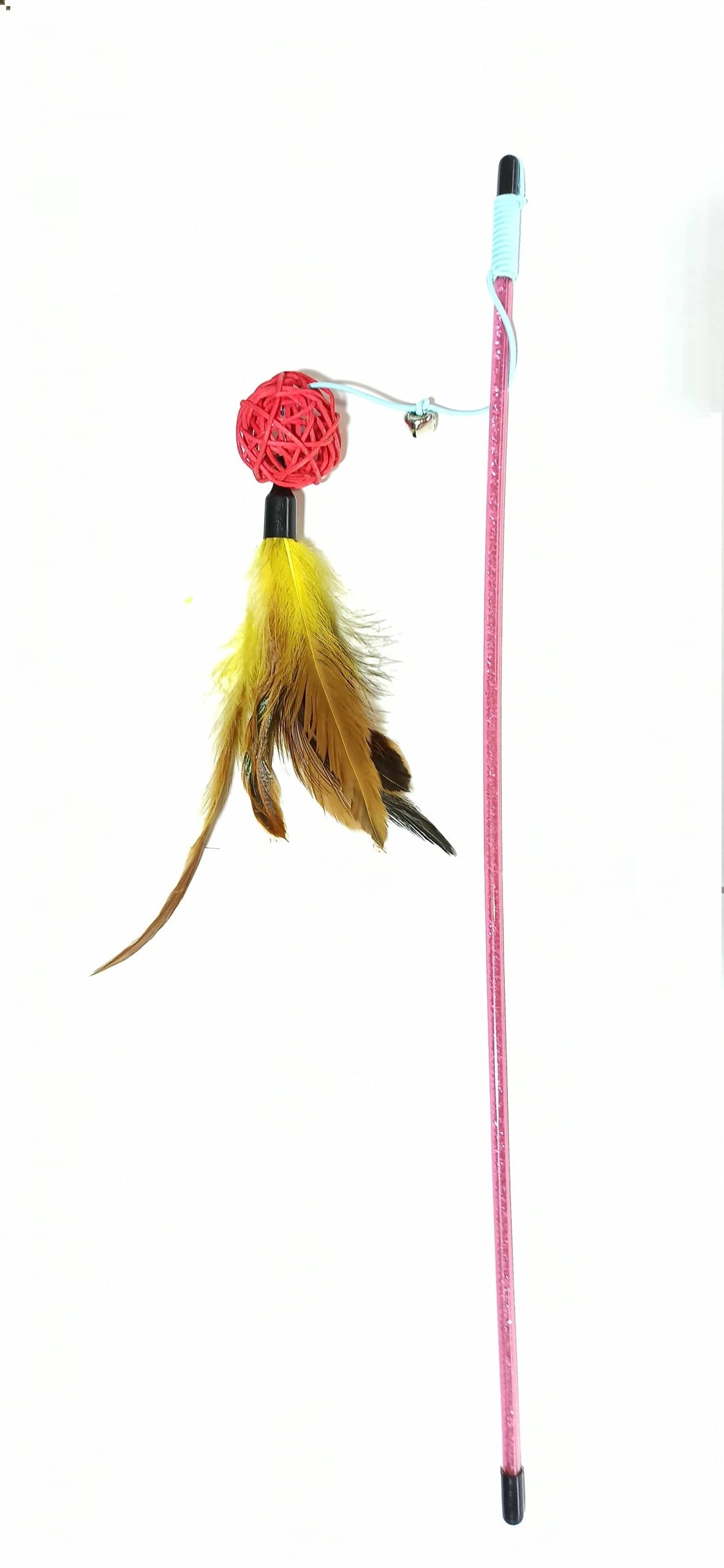 Wędka dla kota z piłką na sznurku różowa - 1 zdjęcie