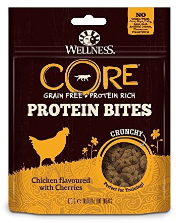 Wellness Core Pies Protein Bites Crunchy przysmaki bez zboża kurczak z wiśniami 2 sztuki (2 x 170 g) 10531 - 1 zdjęcie